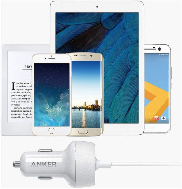 Anker Power Drive 2 Elite Lightning Car Charger | White Anker Power Drive 2 Elite Lightning Car Charger | White